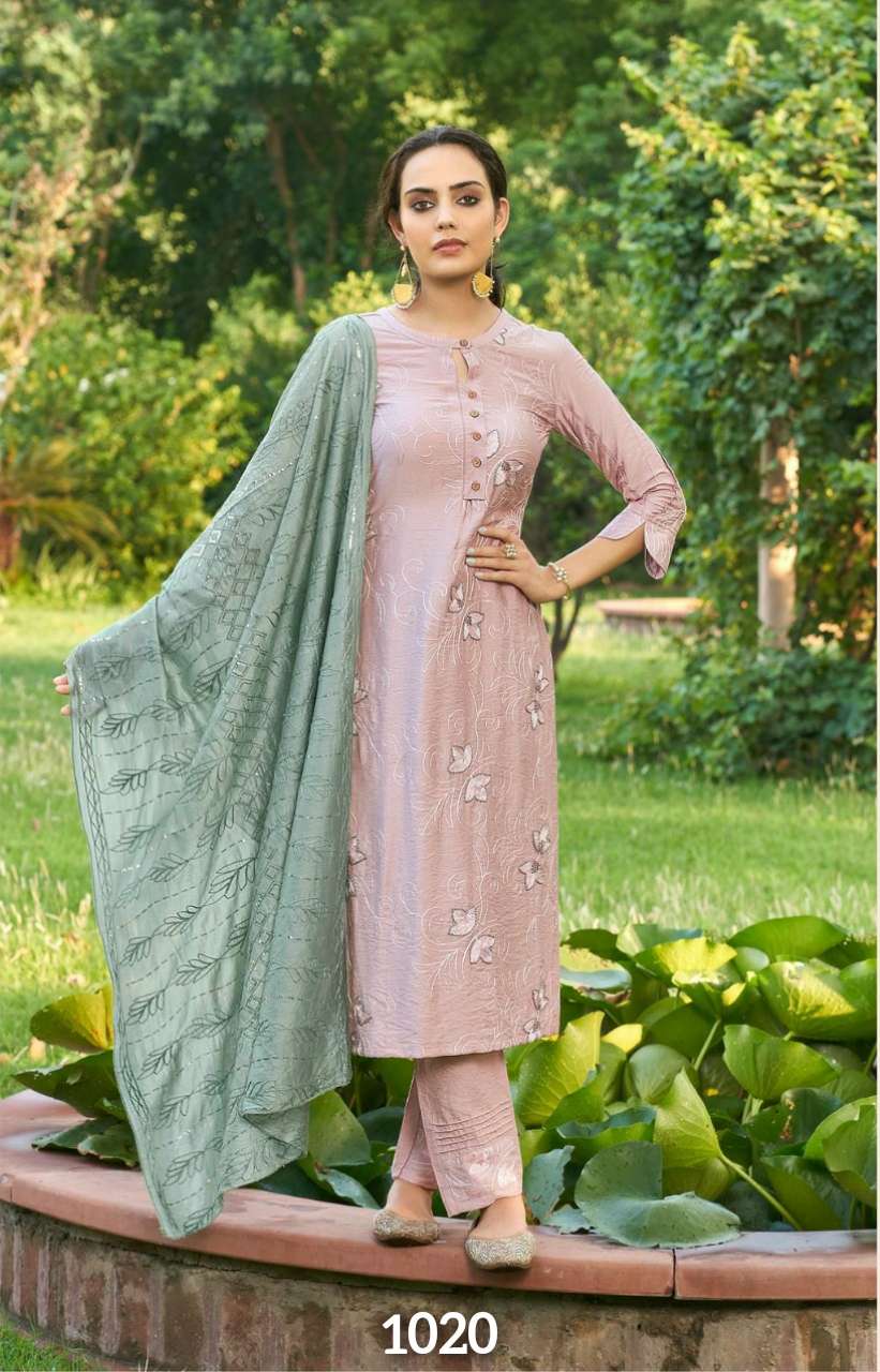 S3 Forever-noor Vol 2-berlin Silk - Embroidery - And - Handwork Kurti With - Pant And - Heavy - Sequence -Dupatta-1020 (2)